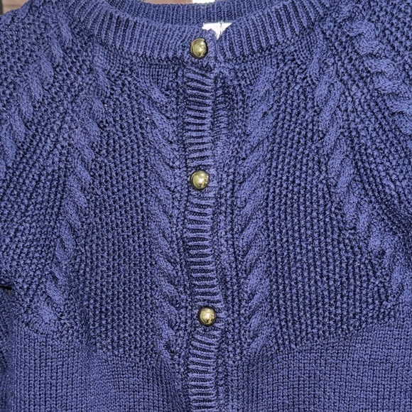 Janie & Jack navy cableknit sweater cardigan navy gold button down toddler girl - Picture 6 of 6